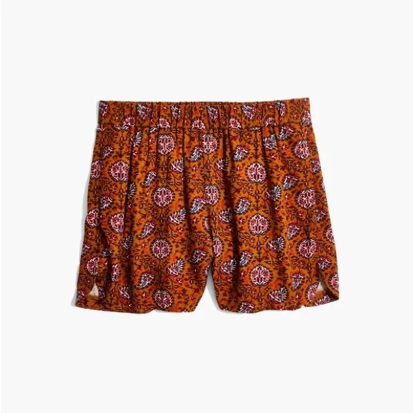 Drapey Pull-On Shorts in Warm Paisley - Picture 1 of 10
